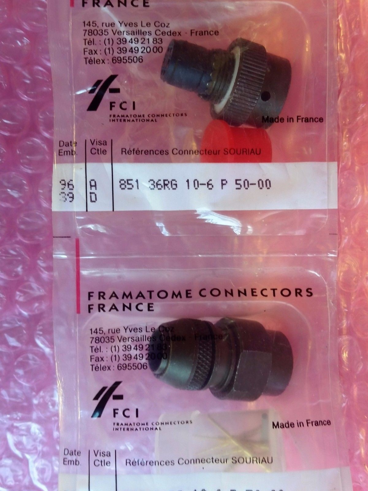 Fci 851 36RG106P50 Circular Mil Spec Connector 6 Pin With Gold Contacts