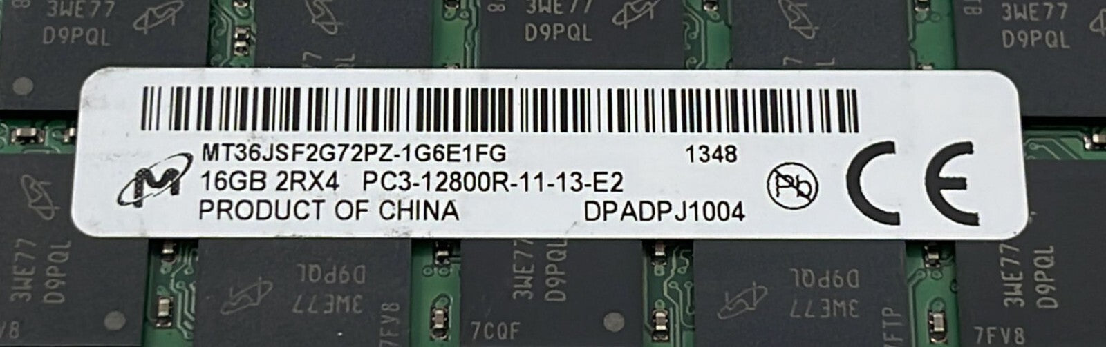 [LOT 16] IBM 00D4970 47J0183 16GB 2Rx4 pc3-12800R MT36JSF2G72PZ-1G6E1FG Memory