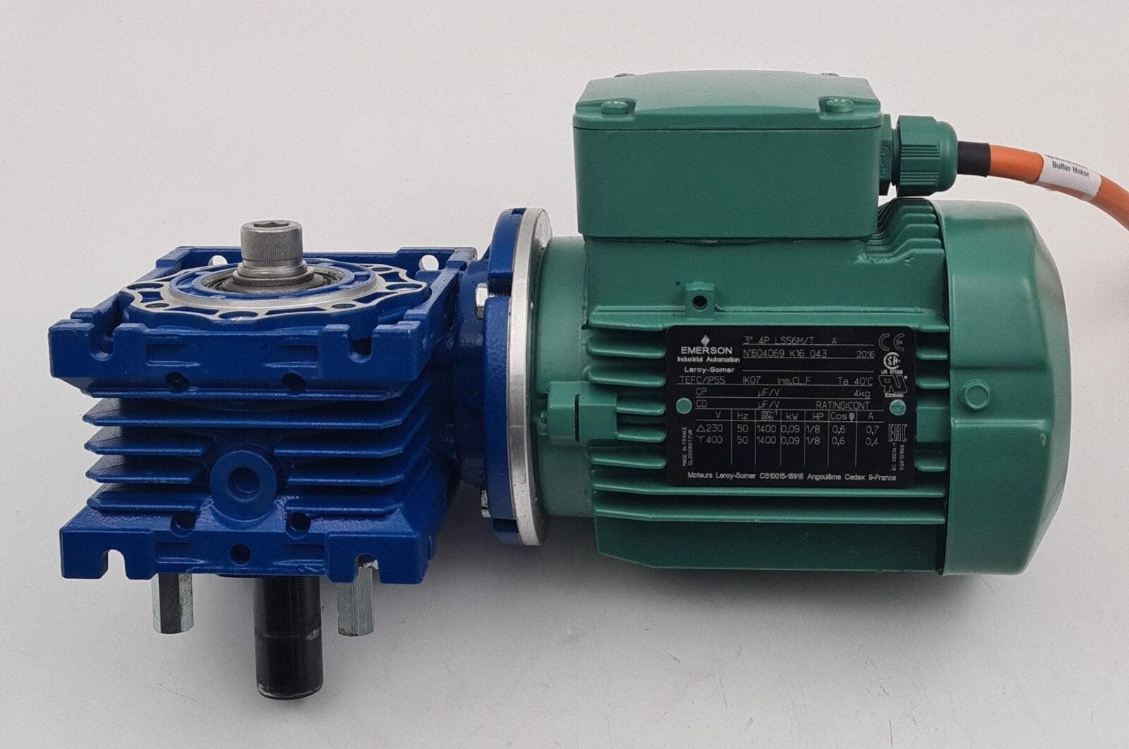 EMERSON Leroy-Somer LS56M/T 604069 & MOTOVARIO NMRV 040 6625159 GEARBOX REDUCER