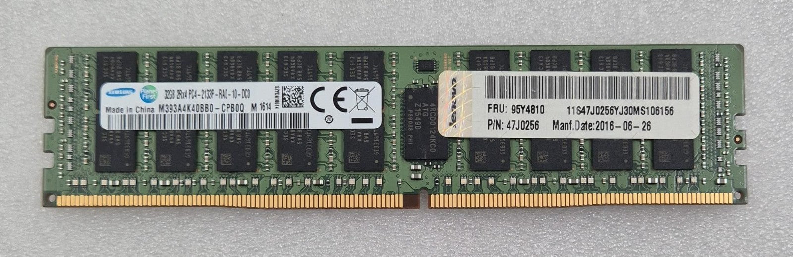 Samsung PC4-2133P 2Rx4 server RAM module label close-up