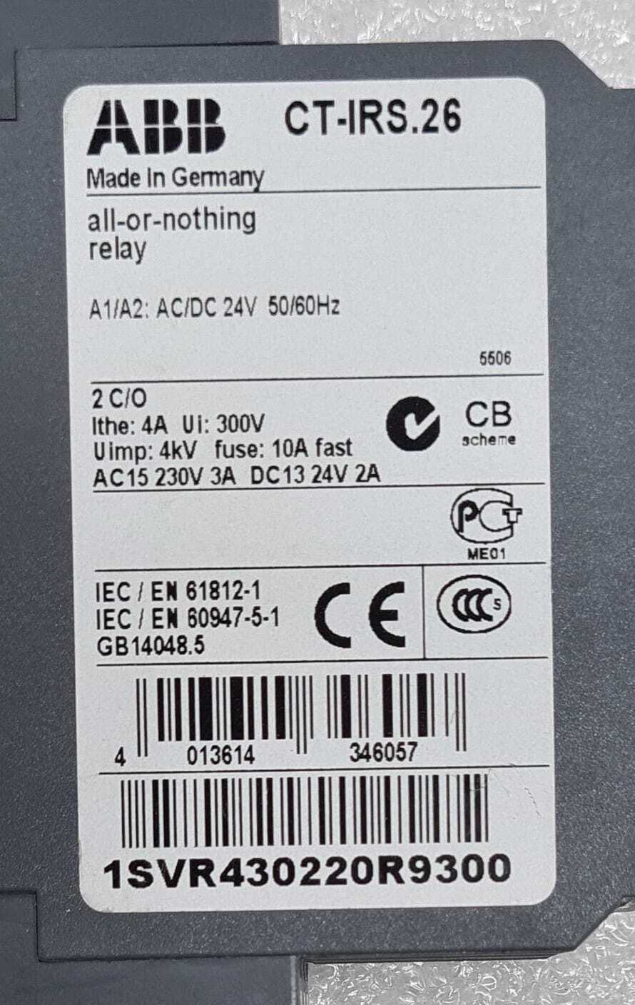 [LOT OF 2] ABB CT-IRS.26 all-or-nothing relay 1SVR430220R9300