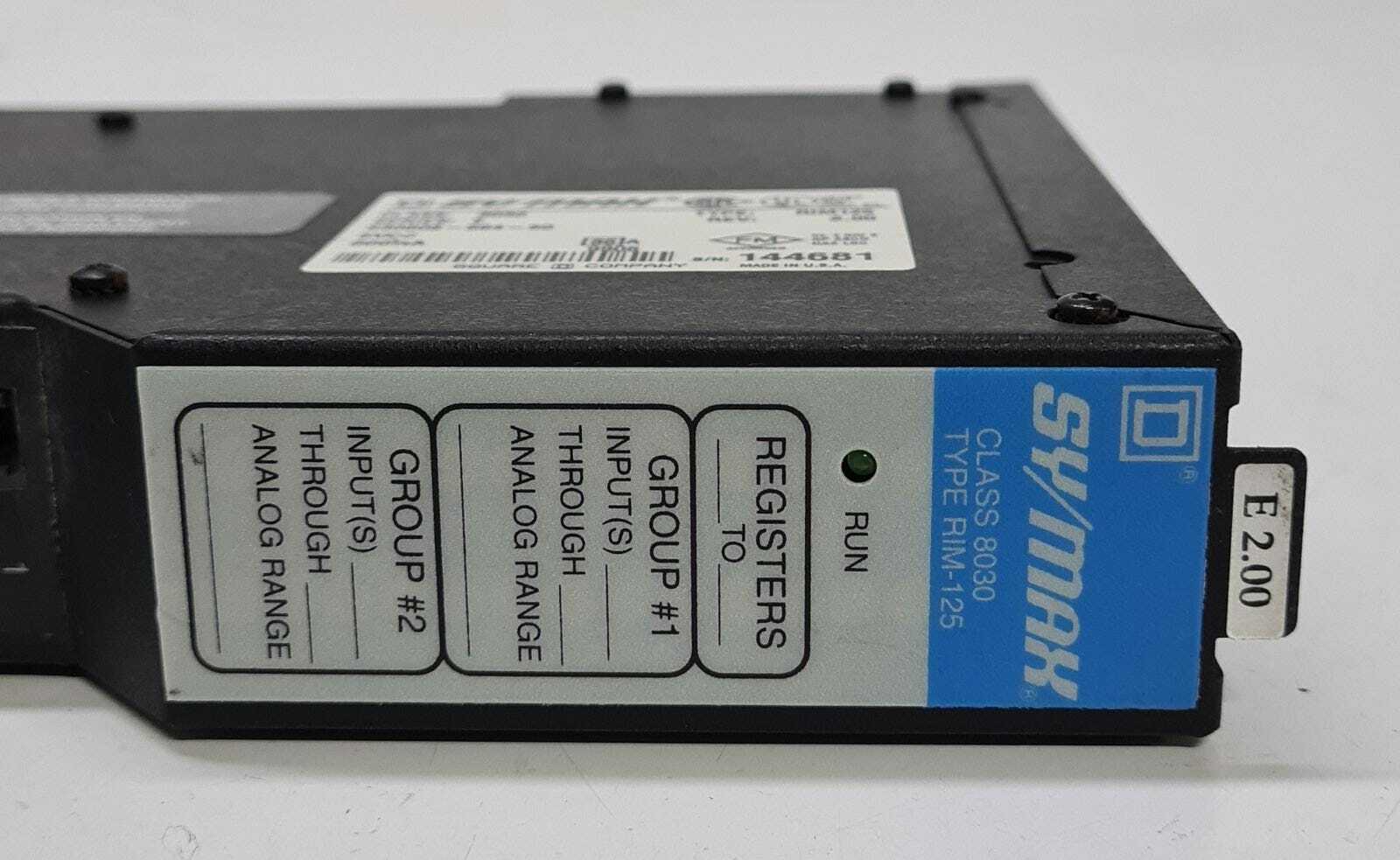 SQUARE D SYMAX SY/MAX CLASS 8030 RIM125 ANALOG INPUT MODULE E 2.00