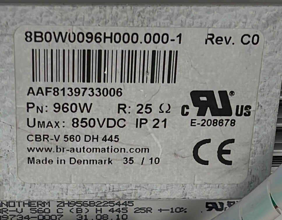 B&R Industrial Automation 8B0W0096H000.000-1 960W External Braking Resistor