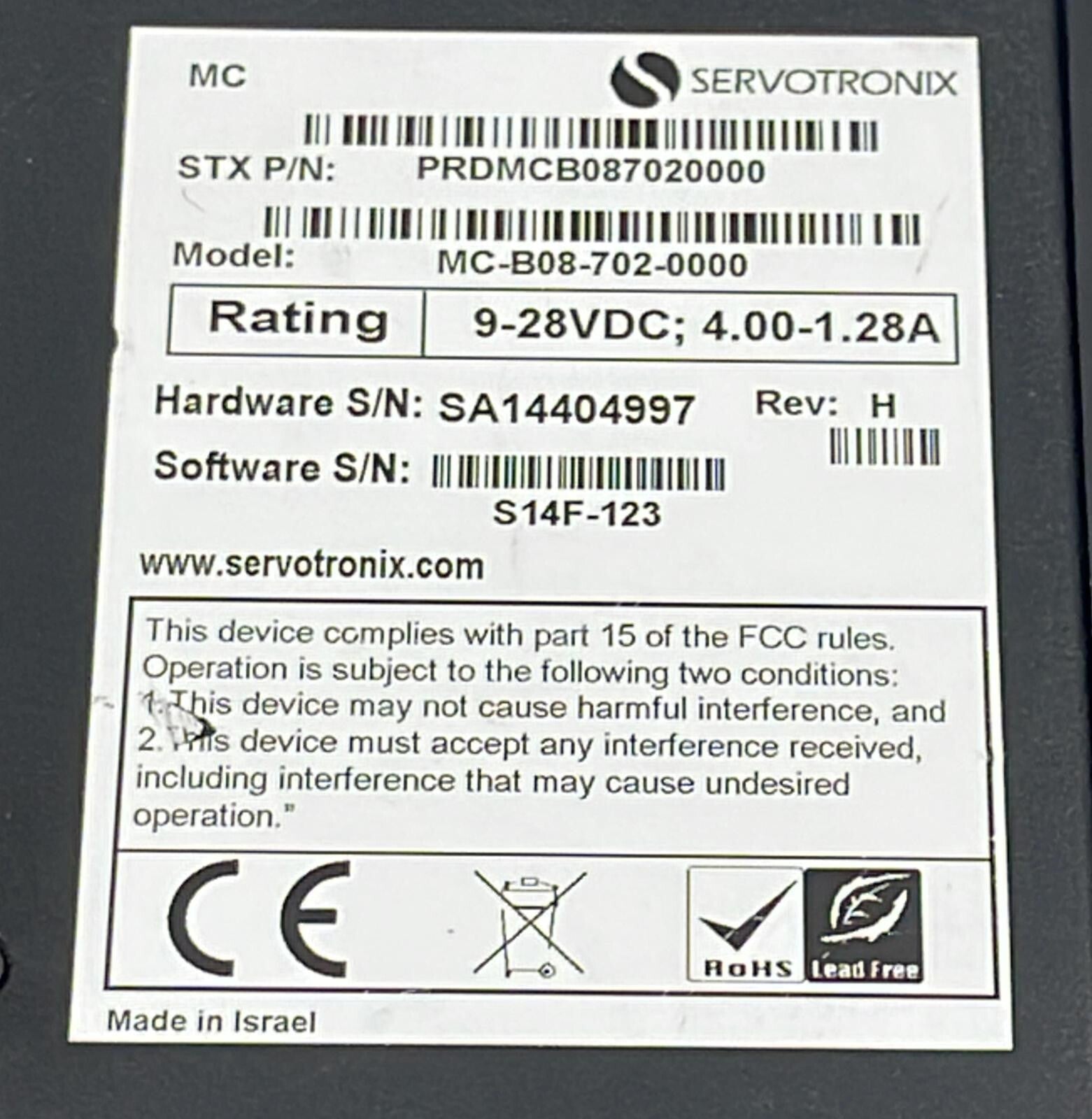 iEi DRPC-100 ServoDrive Servotronix MC-B08-702-0000 PRDMCB087020000