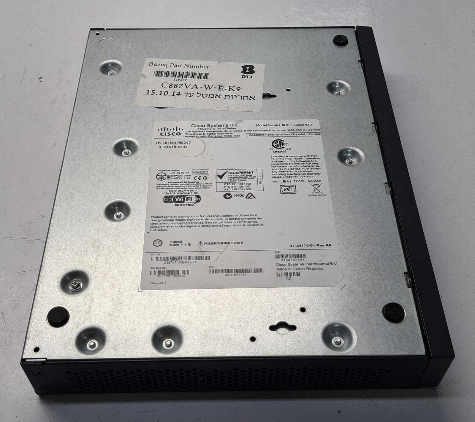 Cisco 800 Series 887VAW C887VA-W-E-K9 V01 Advanced IP Services WLAN Router