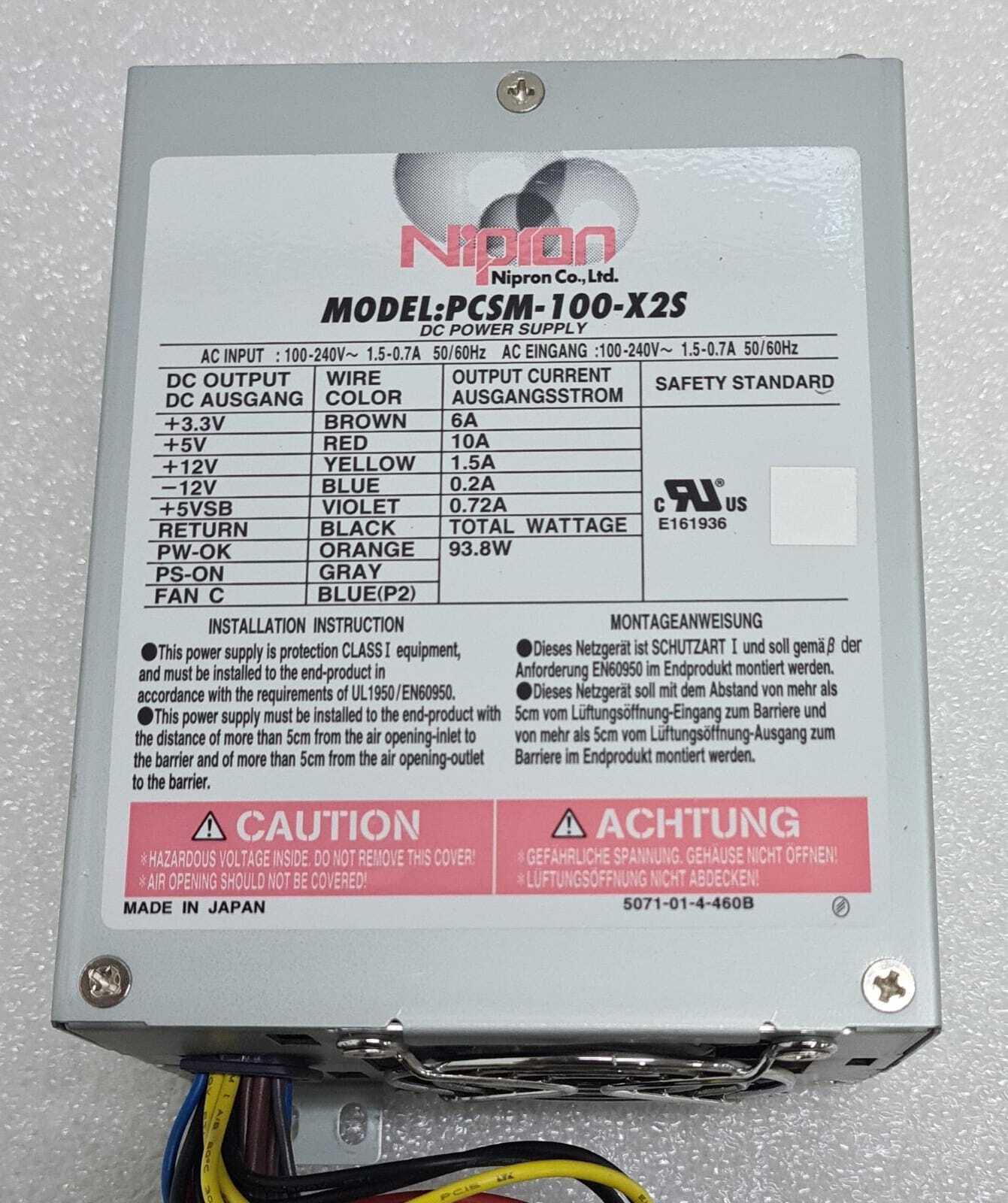 Nipron PCSM-100-X2S Power Supply 5071-01-4-460B