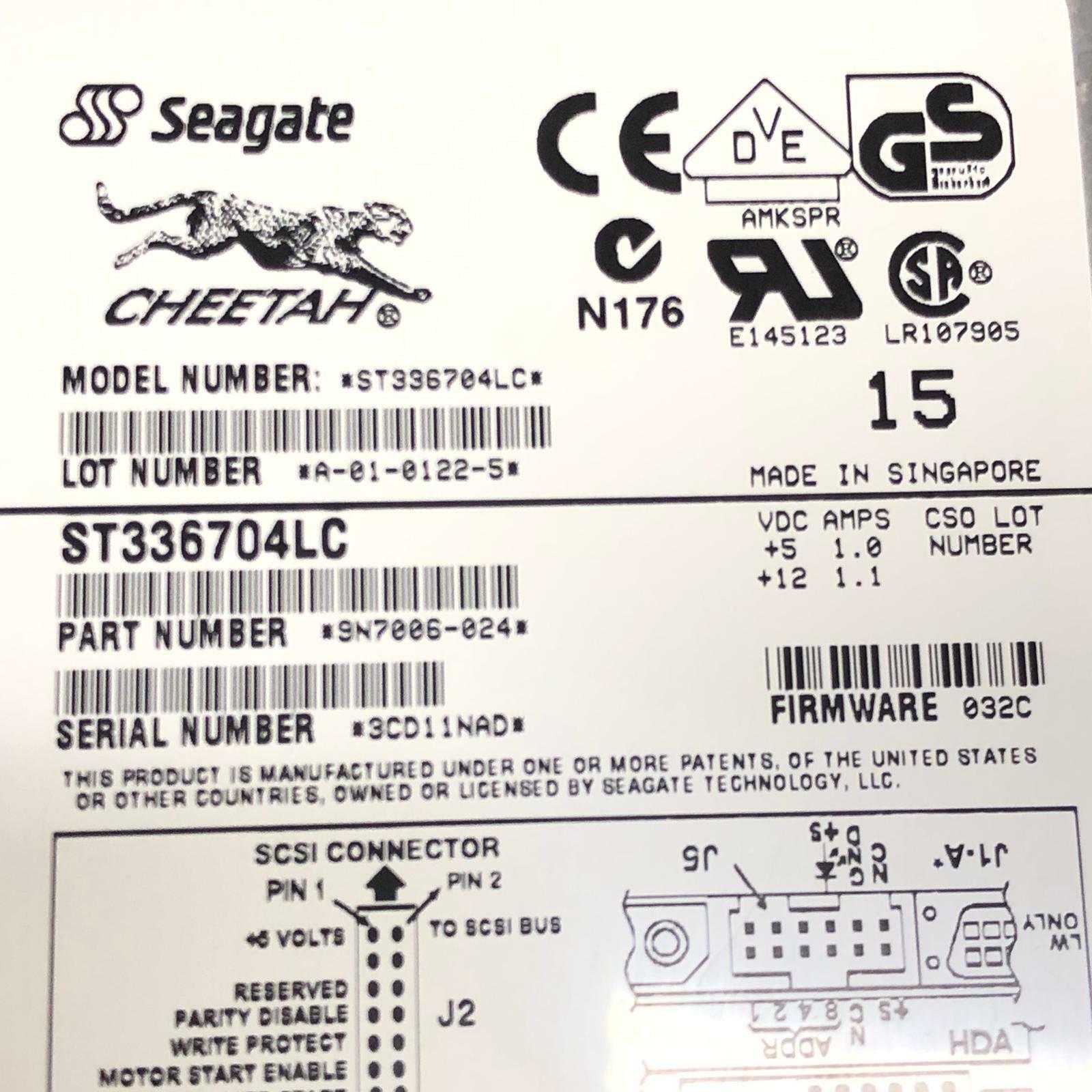 Seagate CHEETAH ST336704LC 9N7006-069 3.5" Hard Drive 36GB SCSI