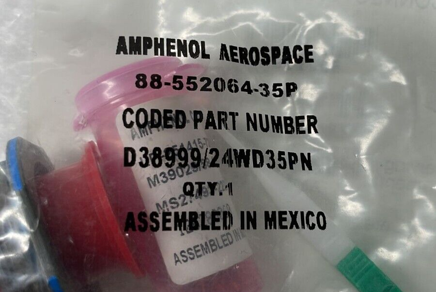 [LOT OF 4] NEW Sealed - Amphenol D38999/24WD35PN Circular Mil Spec Connector