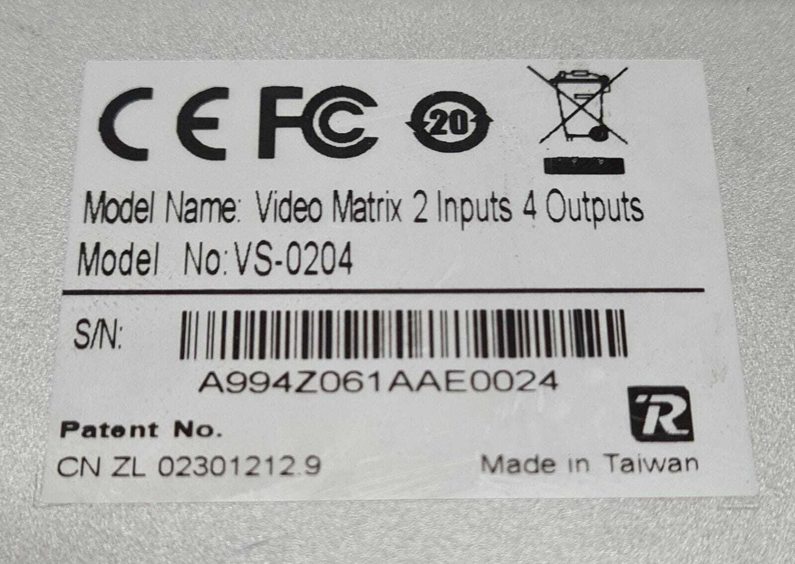 ATEN VS- 0204 Video Matrix 2 Inputs 4 Outputs Switch VGA / SVGA Audio VanCryst