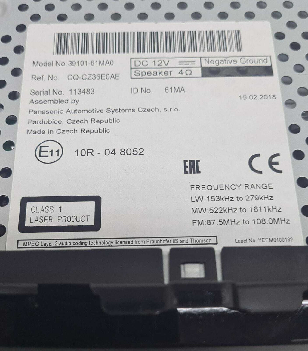 Panasonic Car Stereo System 39101-61MA0 for Suzuki Crossover KR-8070