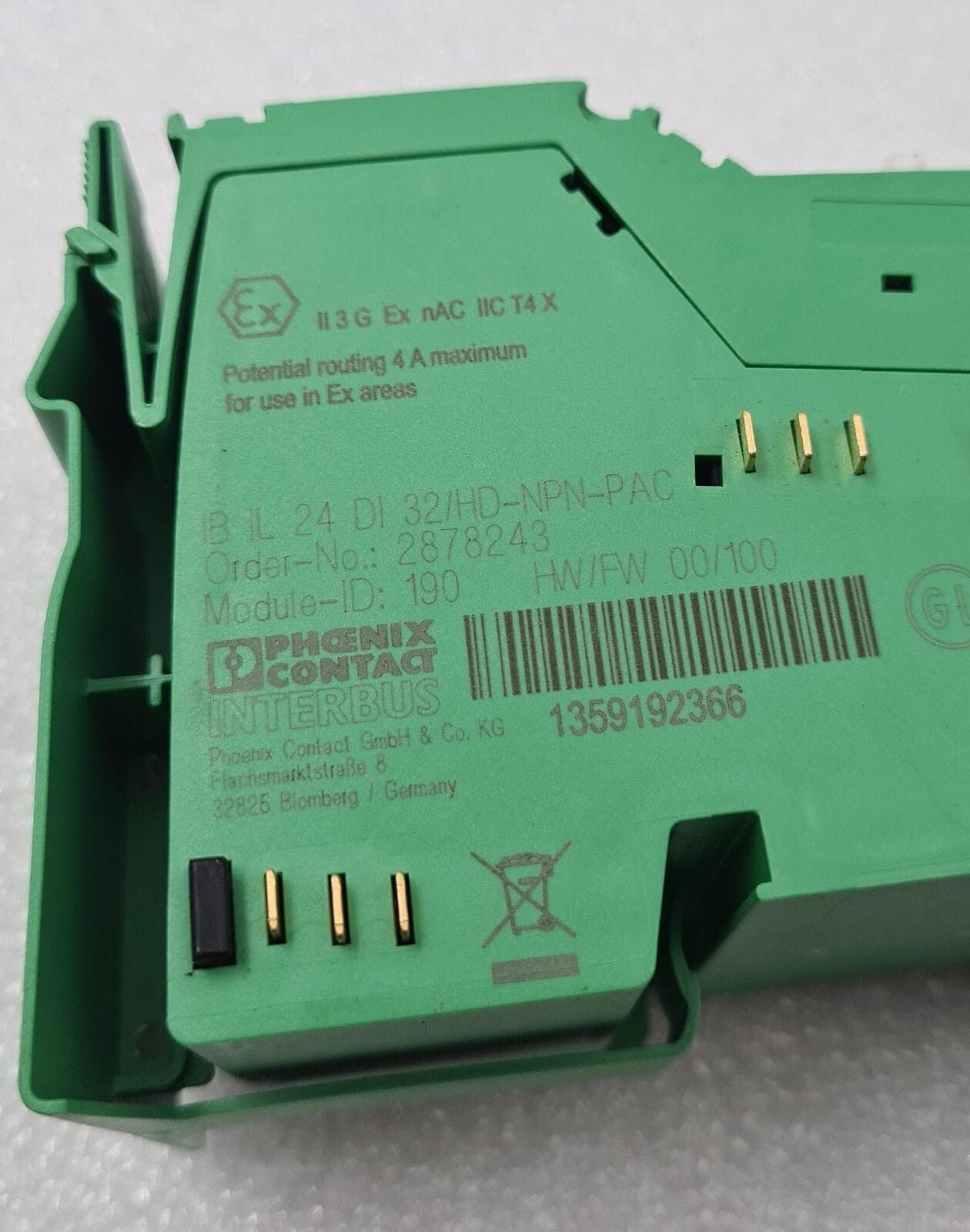 PHOENIX CONTACT INTERBUS IB IL 24 DI 32/HD-NPN-PAC 2878243 MODULE-ID: 190