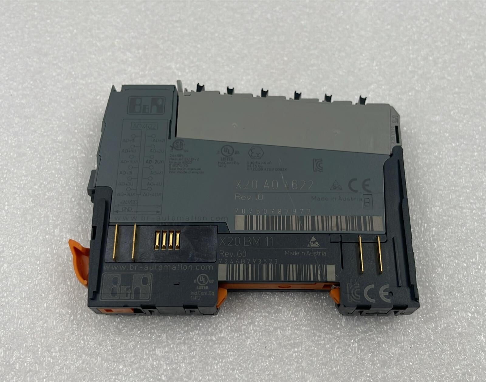[LOT 2 PCS] B&R Automation X20 AO 4622 Digital Control Module W/ X20 BM 11 Base