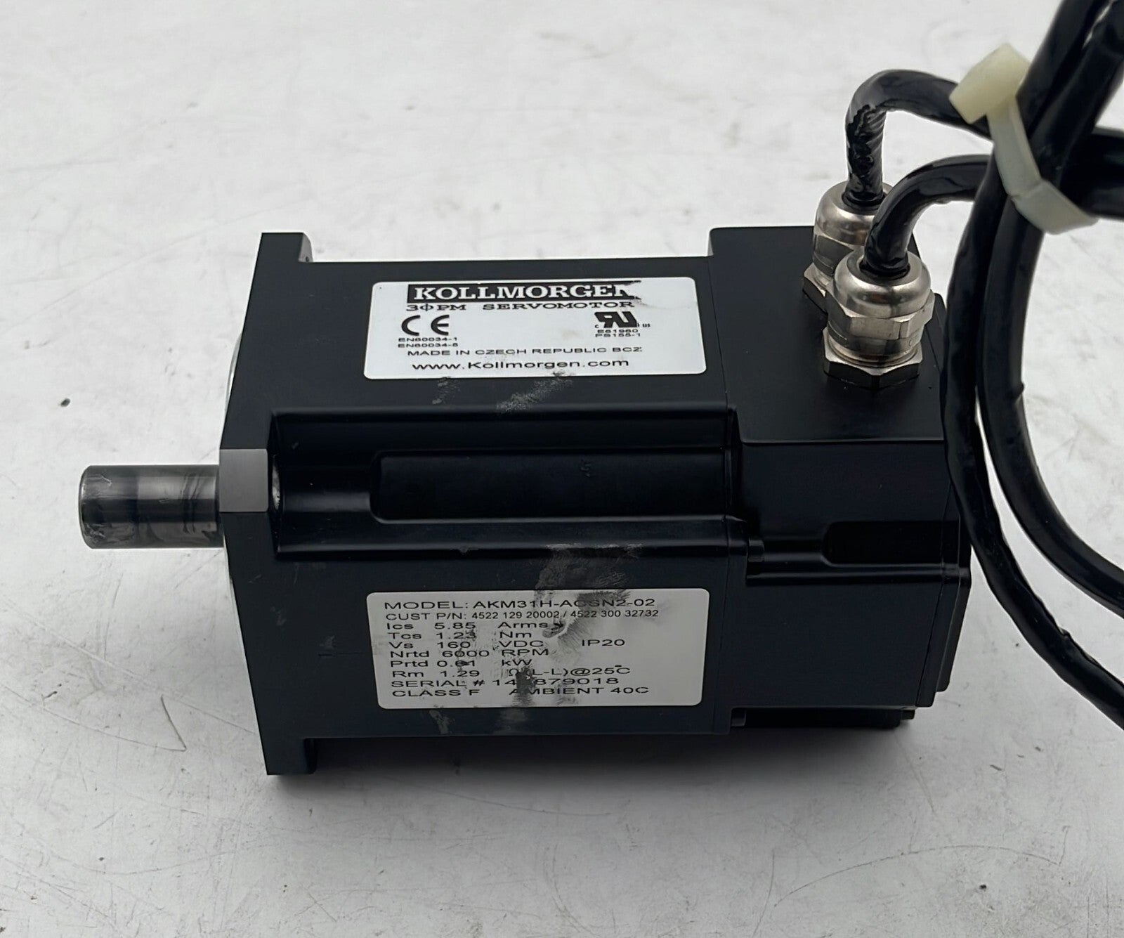 Kollmorgen AKM31H-ACSN2-02 Servo Motor 6000RPM 0.61kW 4522-129-20002