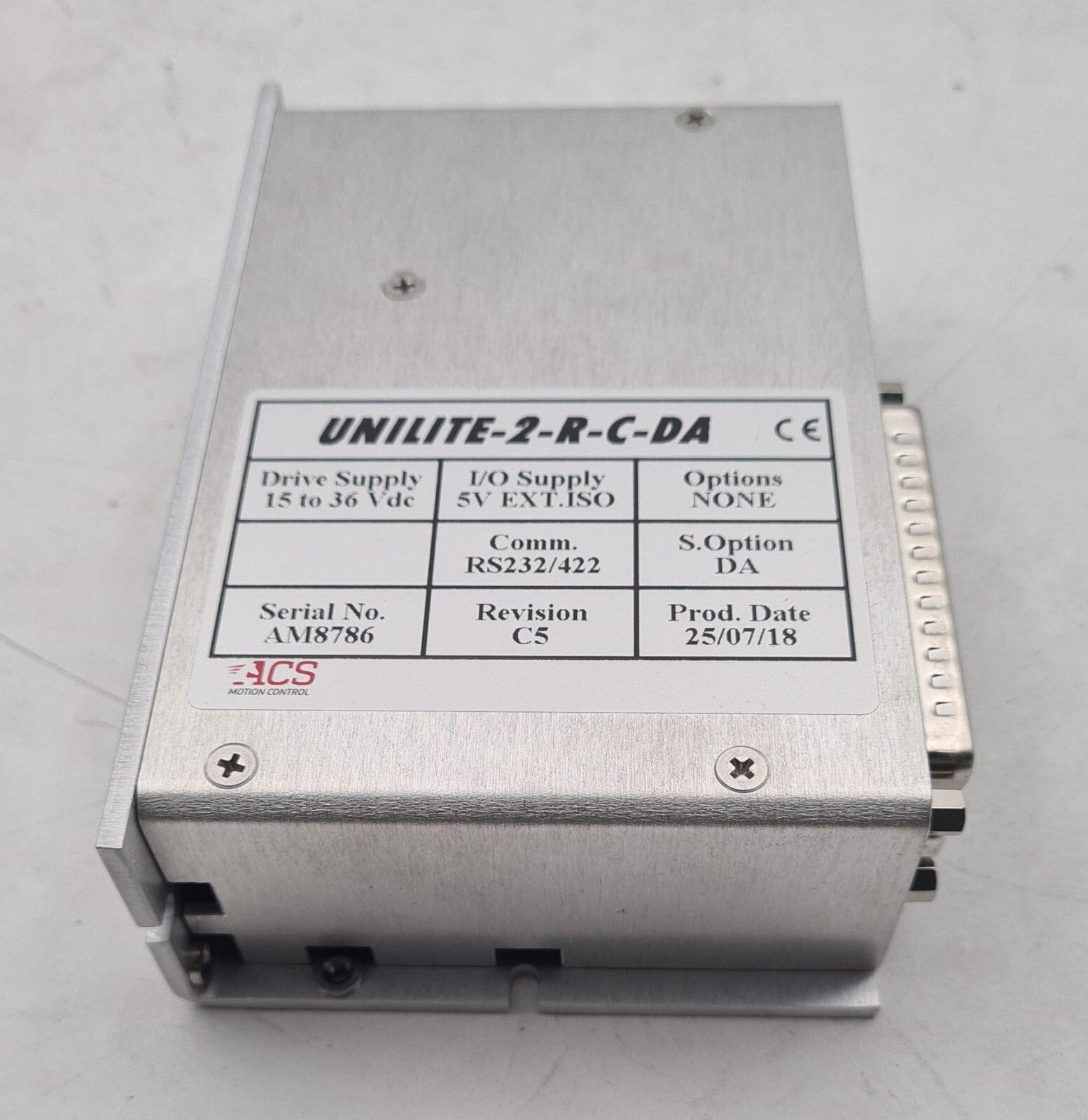 NEW - ACS MOTION CONTROL UNILITE-2-R-C-DA REV C5 SERVO DRIVE RS232/422 15-36 Vdc