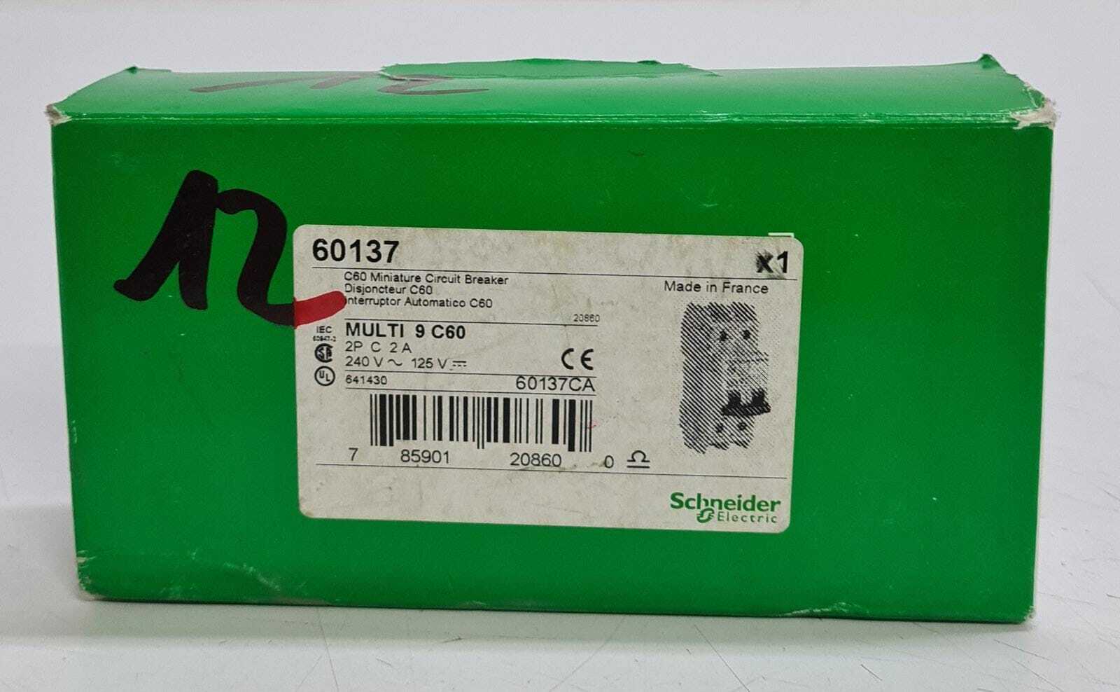 NEW - Schneider Electric Multi 9 C60 2P 2A 60137 Miniature Circuit Breaker