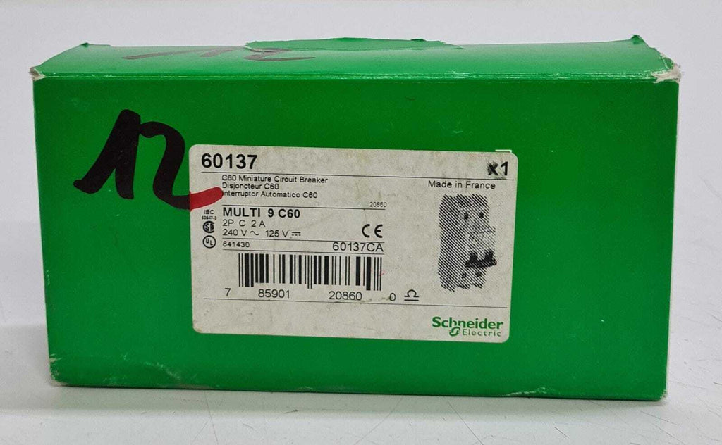 NEW - Schneider Electric Multi 9 C60 2P 2A 60137 Miniature Circuit Breaker