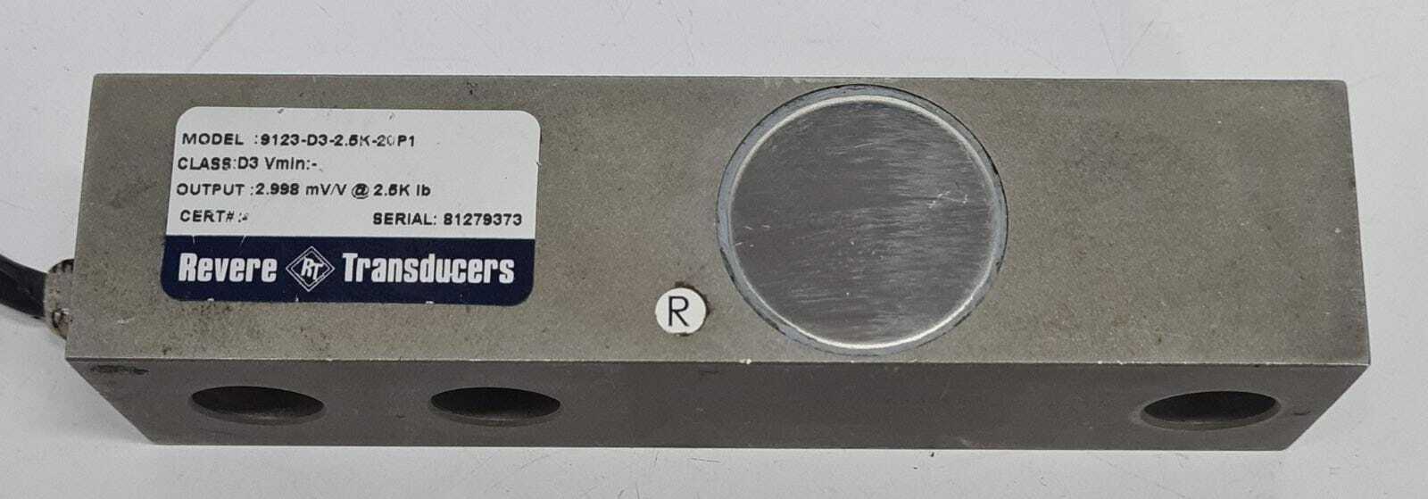 VISHAY Revere Transducers 9123-D3-2.5K-20P1 Beam Load Cell 2.998 mV/V @ 2.5K lb