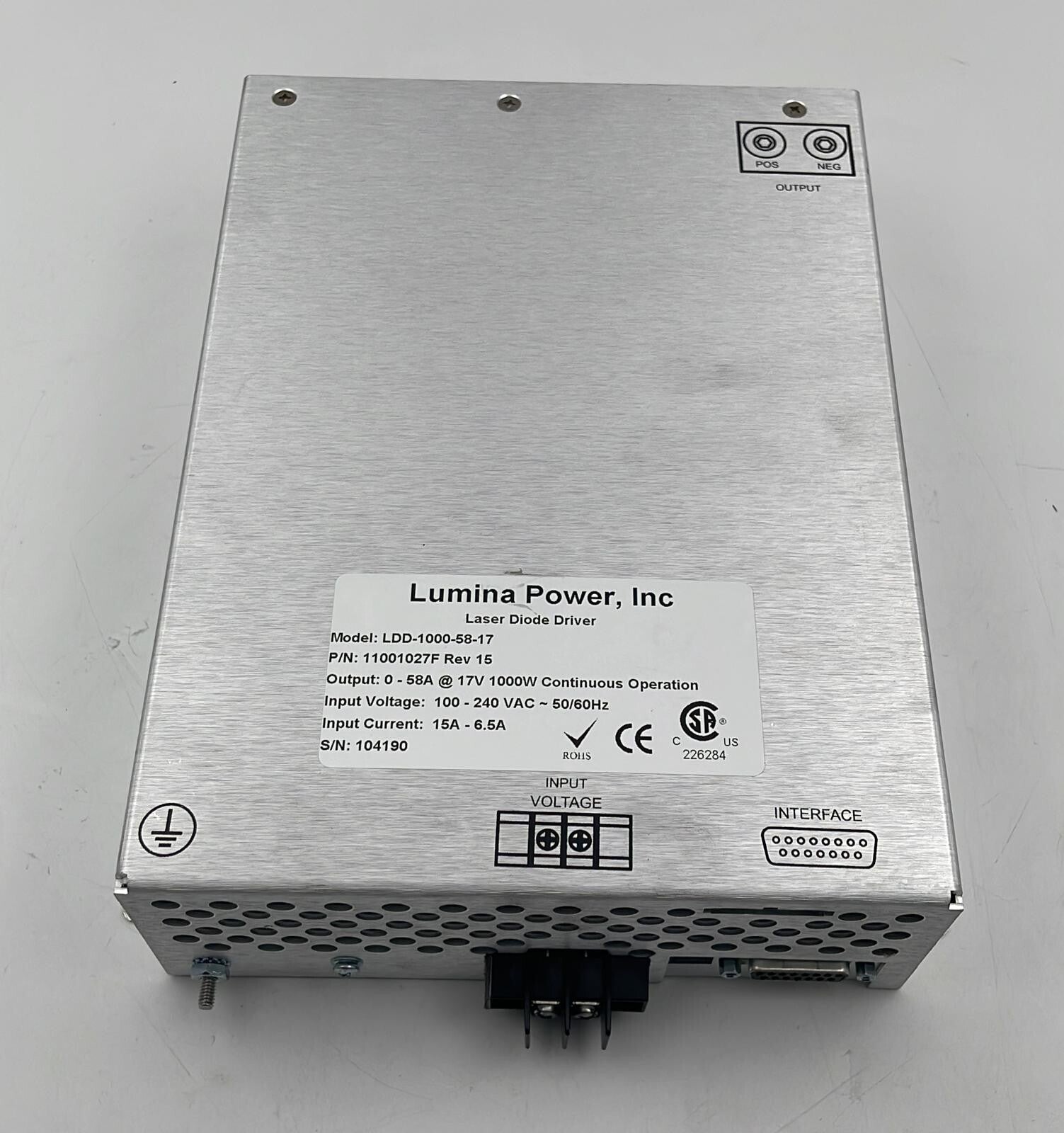 Lumina Power LDD-1000-58-17 Laser Diode Drive 11001027F REV 15