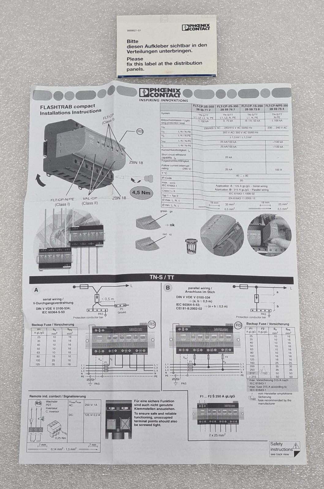 Phoenix Contact 2859738 FLT-CP-1S-350 FLASHTRAB Compact FLT-CP VALVETRAB VAL-CP