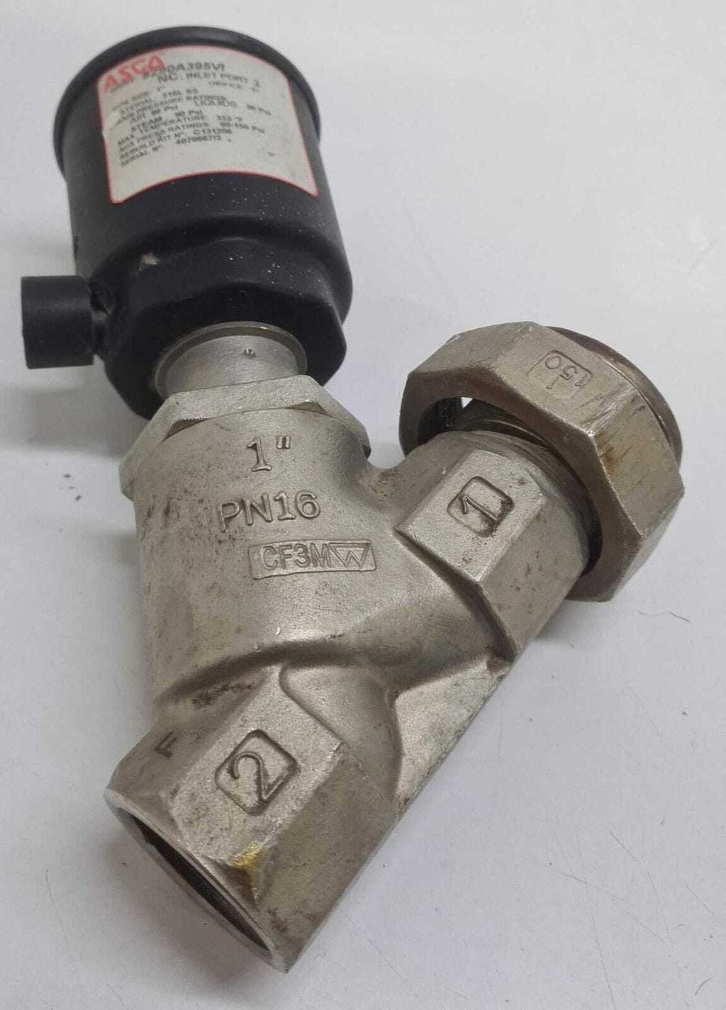 ASCO 8290 8290A395 NC INLET PORT 2 ANGLE BODY PISTON VALVE 90 Psi C131206 1