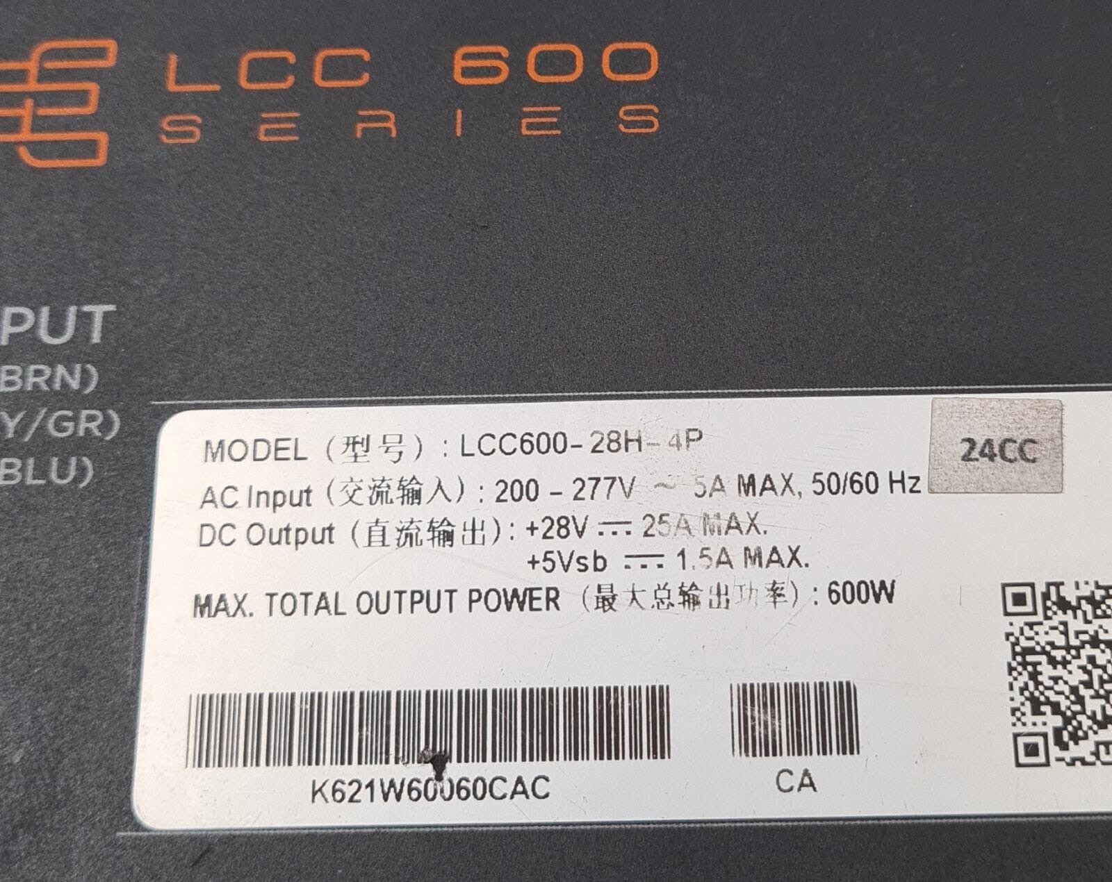 ASTEC Artesyn LCC 600 SERIES LCC600-28H-4P Switching Power Supply 28V 600W