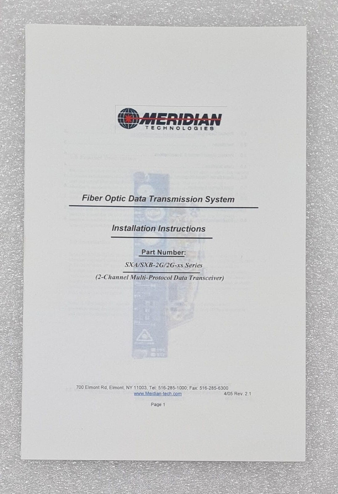 Meridian Technologies SXA-2G/2G-2RC-DB25-ST Fiber-Optic Transmission