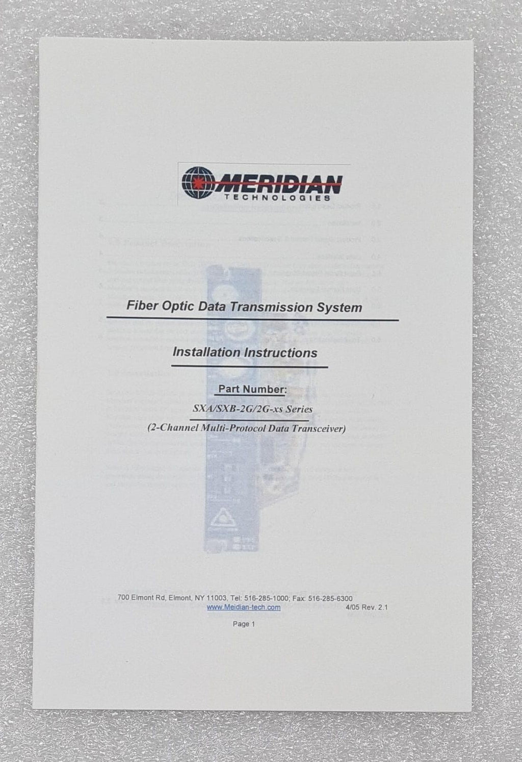 Meridian Technologies SXA-2G/2G-2RC-DB25-ST Fiber-Optic Transmission