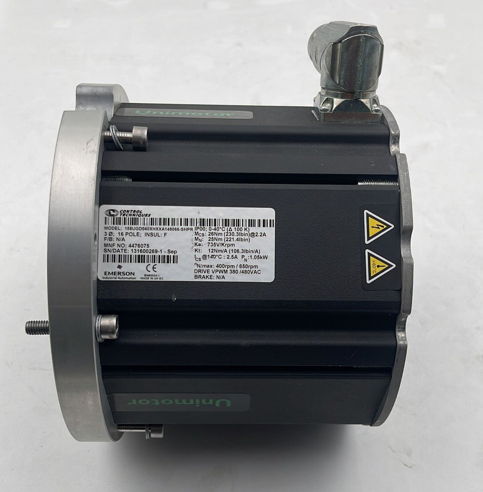 Emerson Control Techniques 158UGD040XHXXA148066-SHPR UniMotor **AS IS