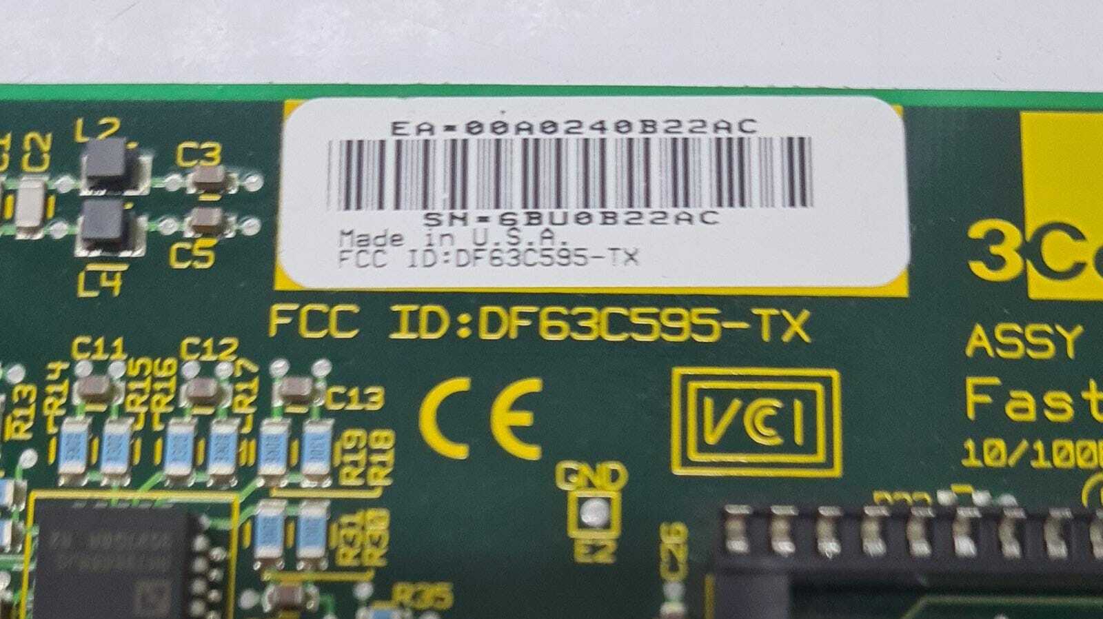 3Com 03-0027-001 REV C DF63C595-TX Fast EtherLink PCI 3C595-TX 10/100 Mbps
