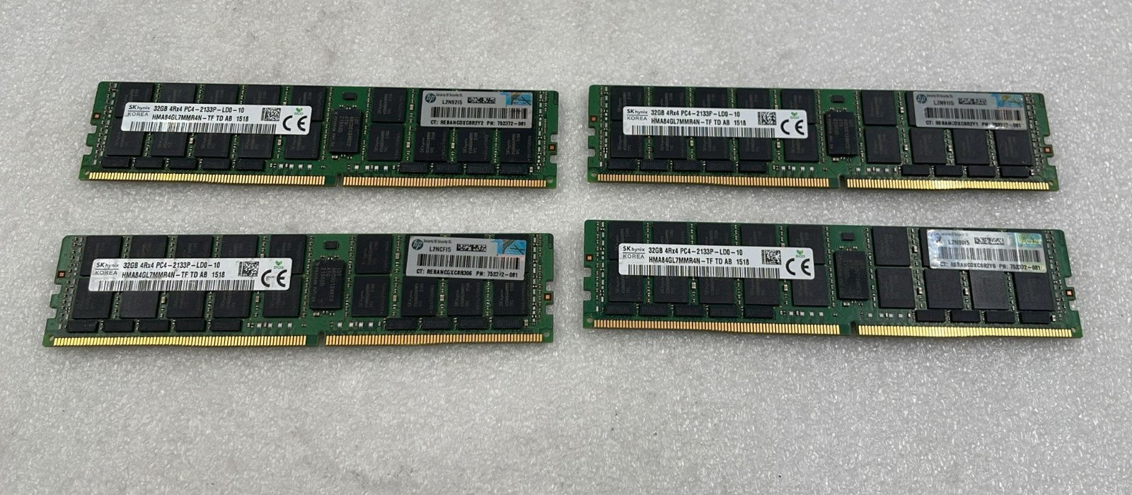 [LOT 4 PCS] SK Hynix 32GB 4Rx4 PC4-2133P HMA84GL7MMR4N-TF RAM HP 752372-081