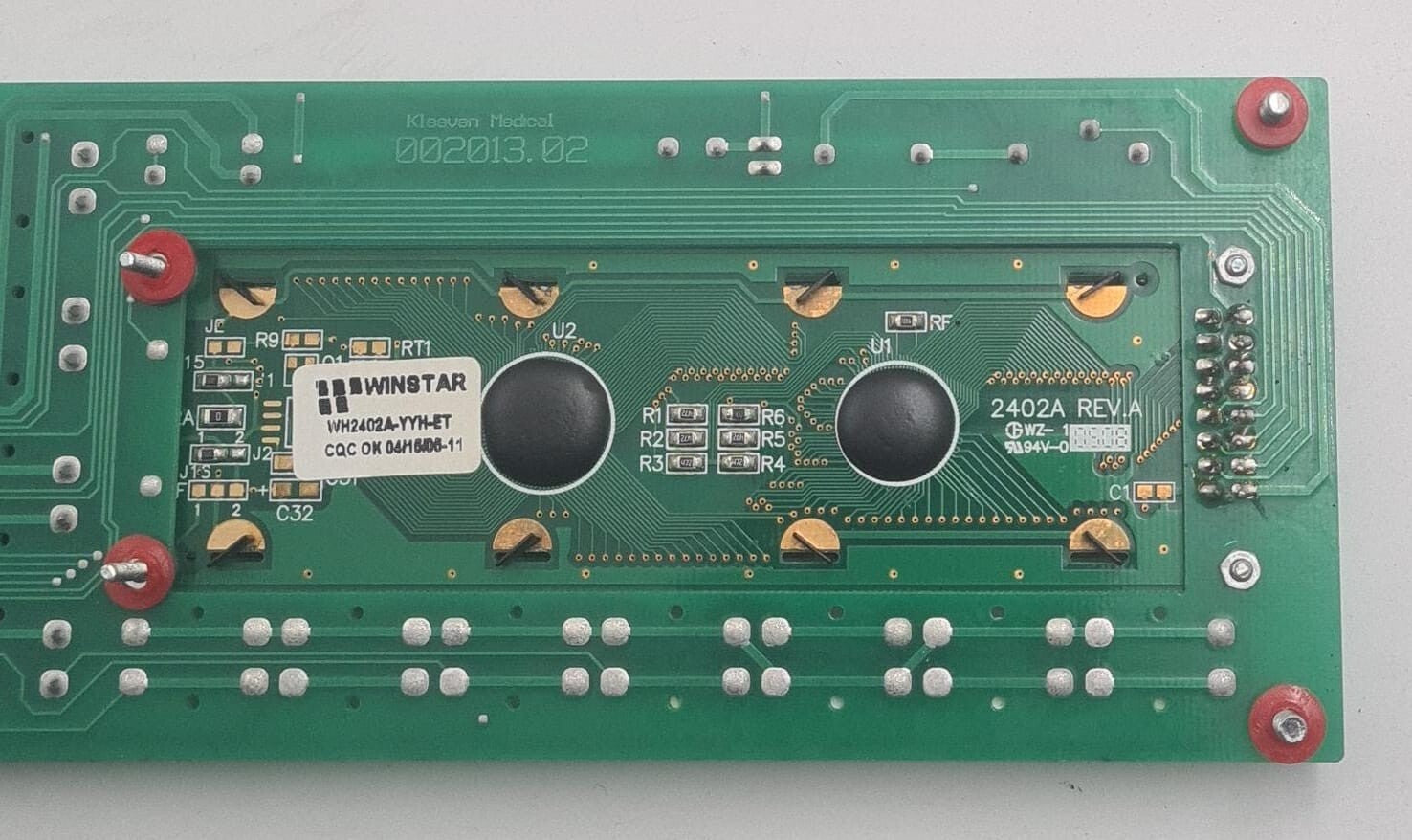 WINSTAR WH2402A-YYYH-ET 2402A Display Panel W/ Kleeven Medical 002013.02 Board