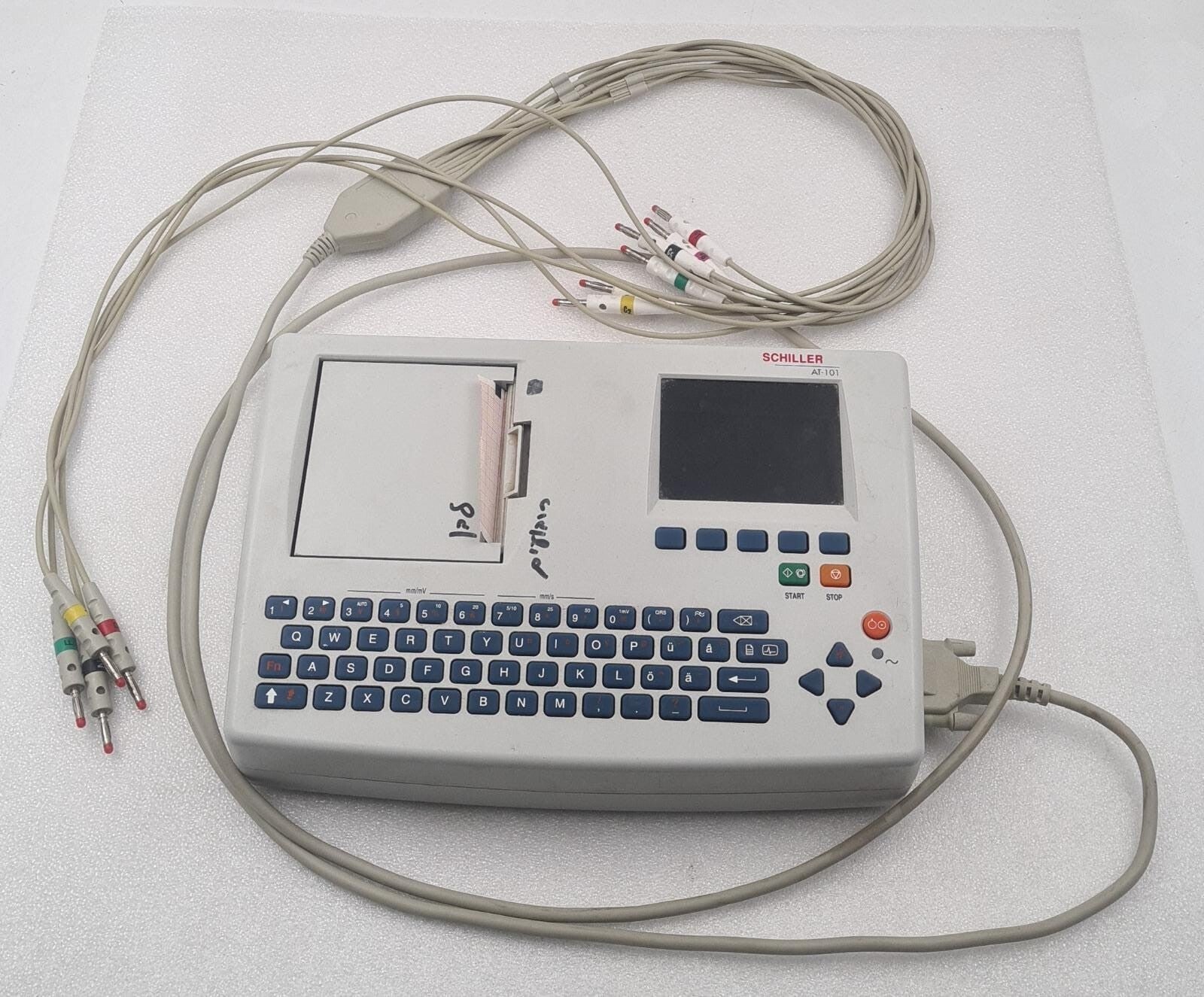 Schiller AT-101 Cardiovit ECG EKG system with leads and keypad