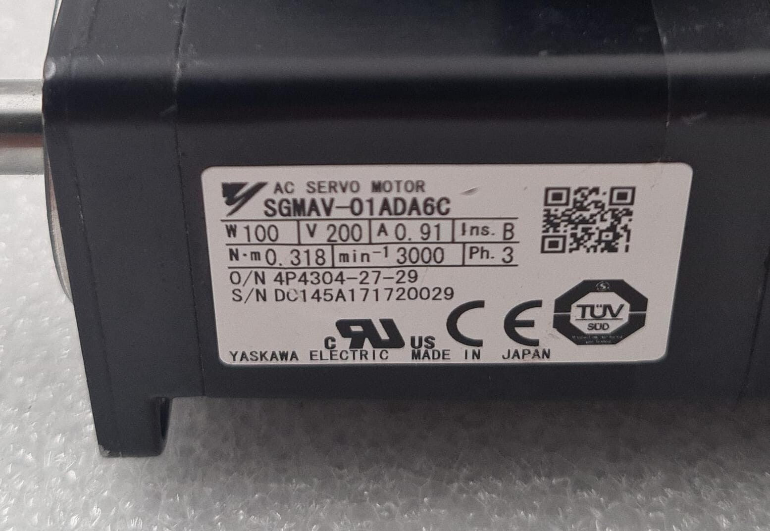 YASKAWA SGMAV-01ADA6C AC SERVO MOTOR **AS-IS**
