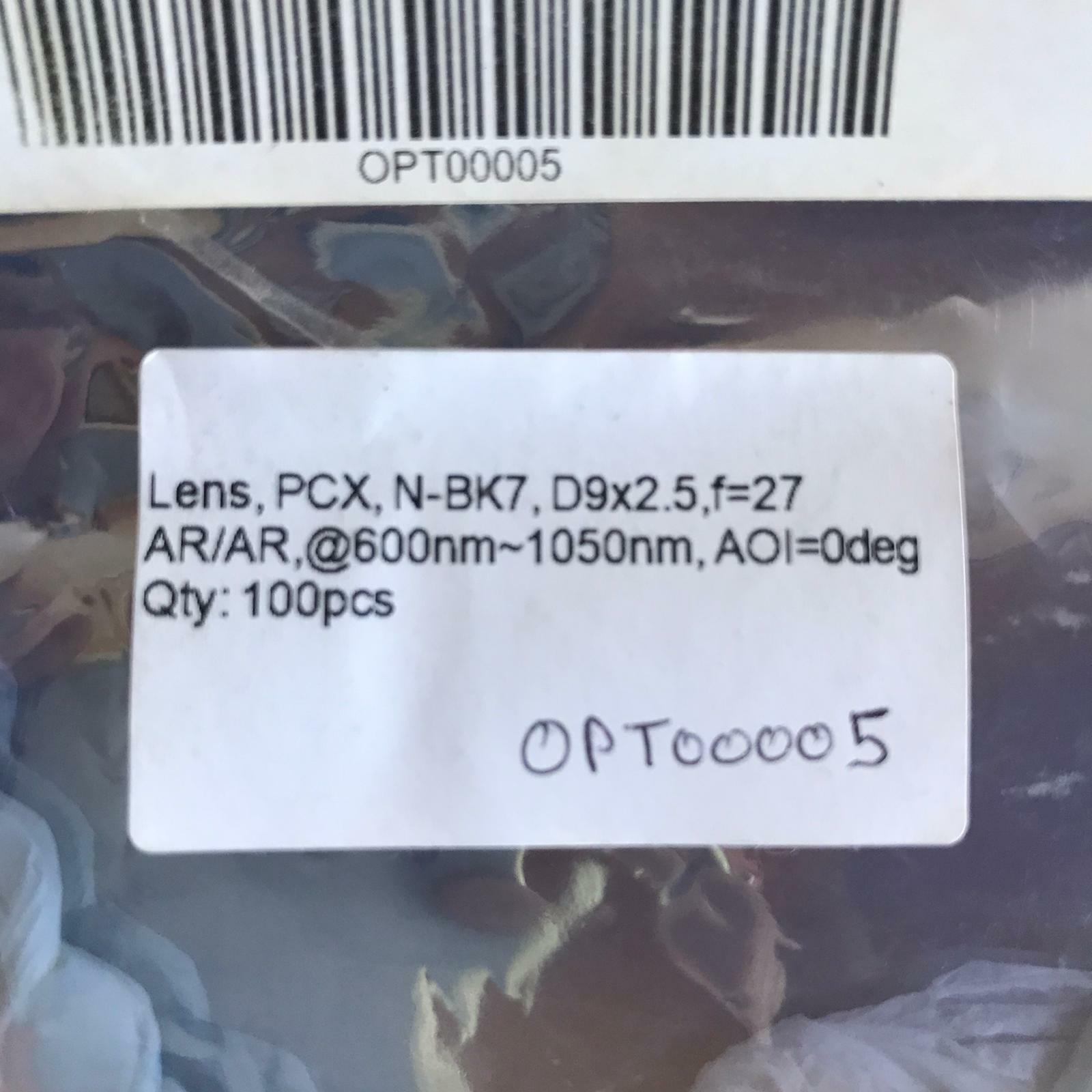 80Pcs Lens 9MM PCX N-BK7  F=25 600N~1050NM  Coated Piano AOI+0deg AR/AR