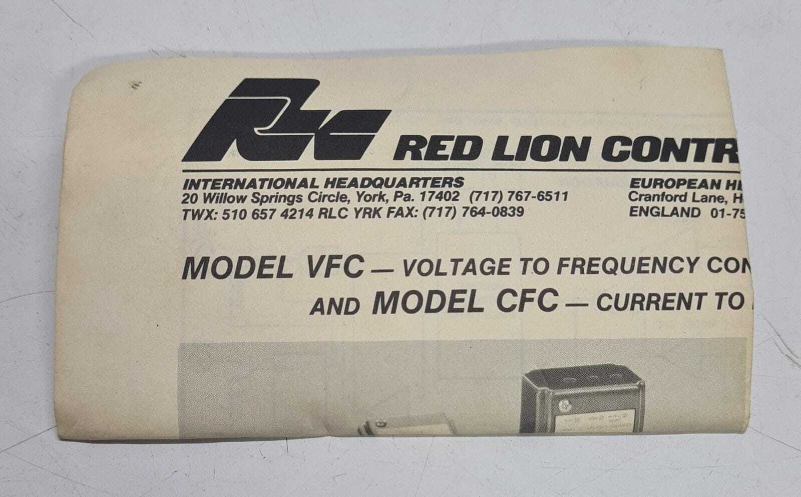 RED LION controls Model VFC VFC20000 voltage to frequency converter