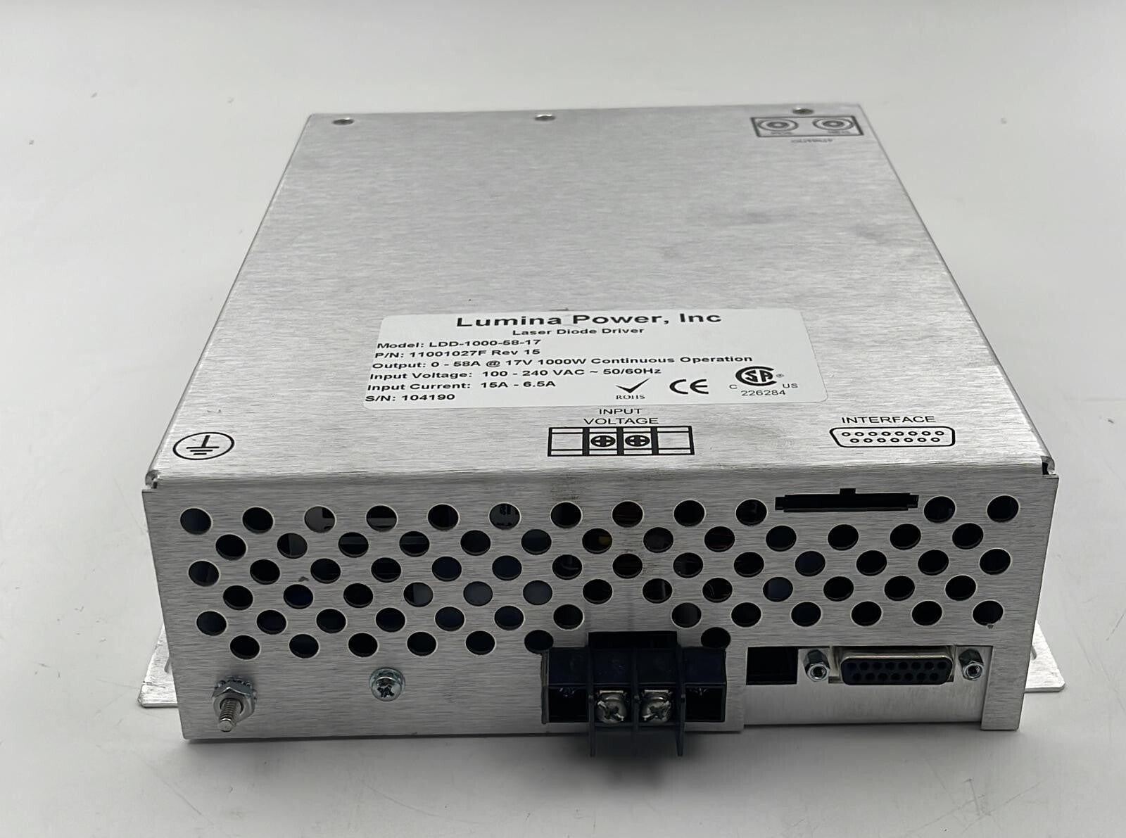 Lumina Power LDD-1000-58-17 Laser Diode Drive 11001027F REV 15