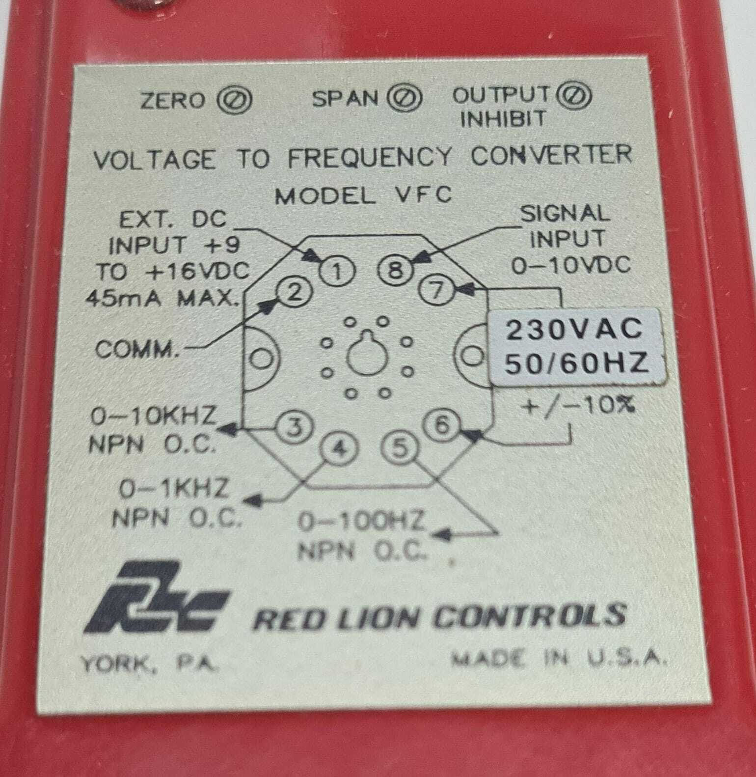 RED LION controls Model VFC VFC20000 voltage to frequency converter