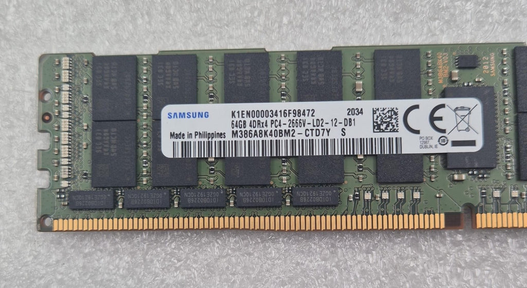 SAMSUNG 64GB 4DRx4 PC4-2666V M386A8K40BM2-CTD7Y Server Memory RAM 100-572-066-00