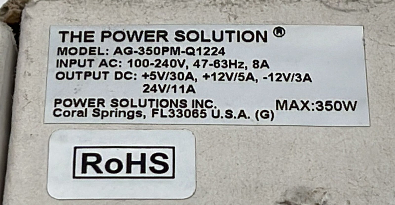 The Power Solution AG-350PM-Q1224 Power Supply 240V 8A