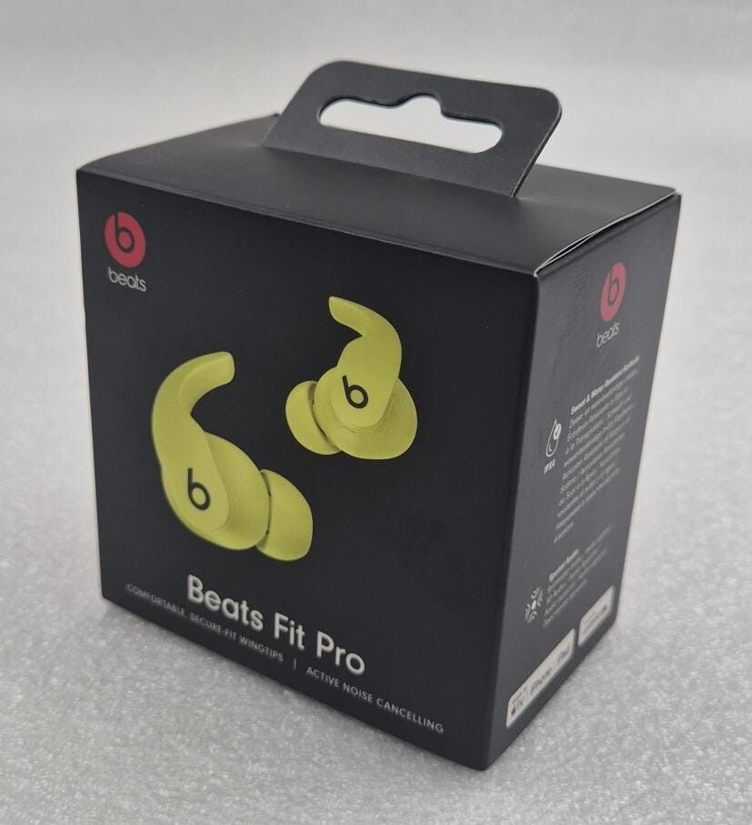 Apple Beats Fit Pro yellow wireless ANC earbuds MPLK3ZM/A retail box packaging