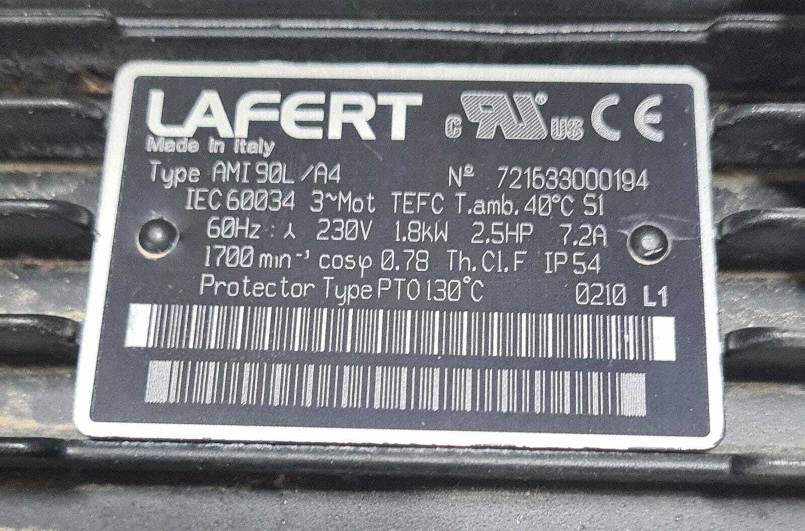 Lafert Motor AMI90L / A4 for TechnoGym TGYM Treadmill 2.5HP 1700RPM