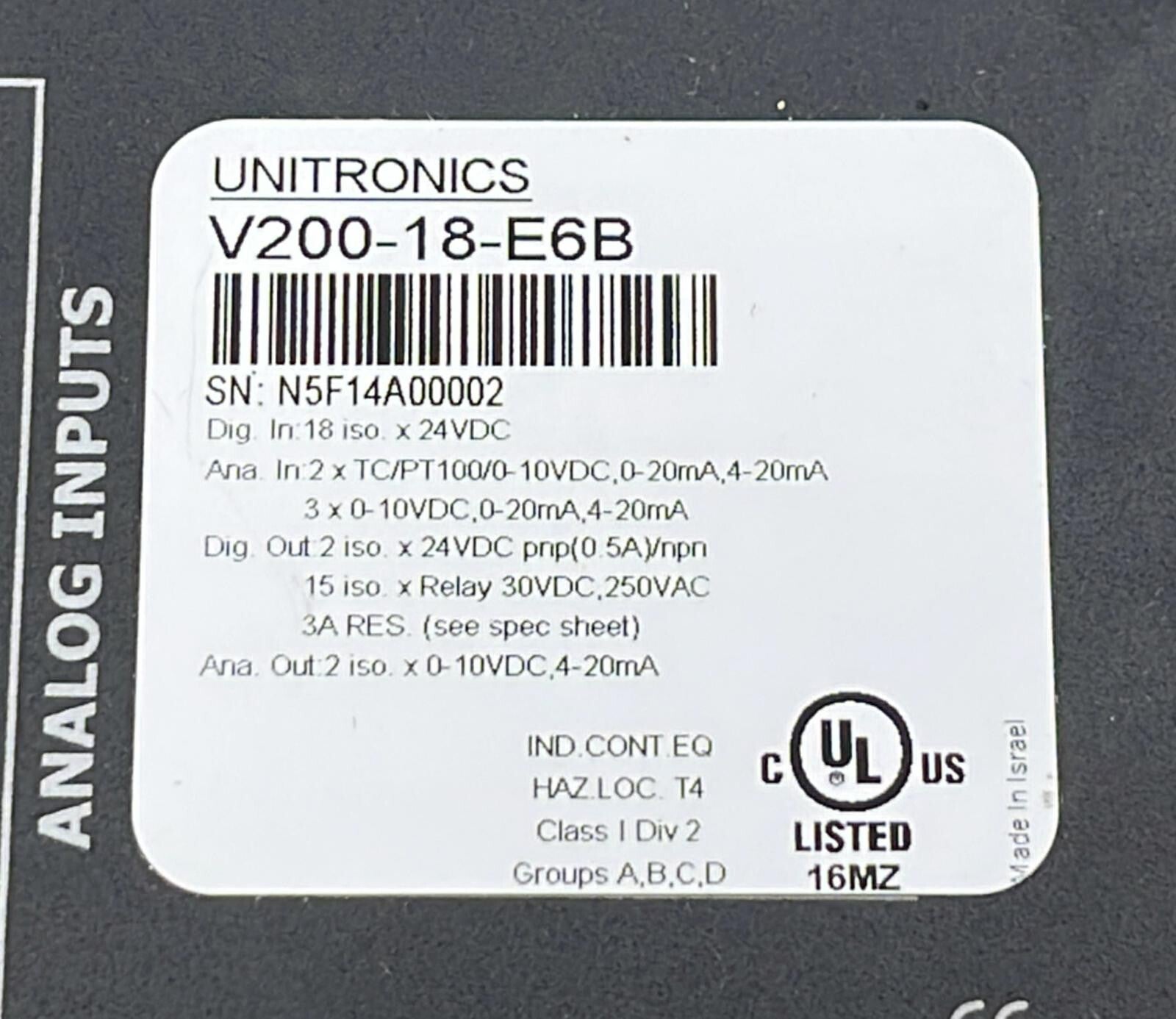 Unitronics V200-18-E6B SNAP in I/O Digital Module **AS IS