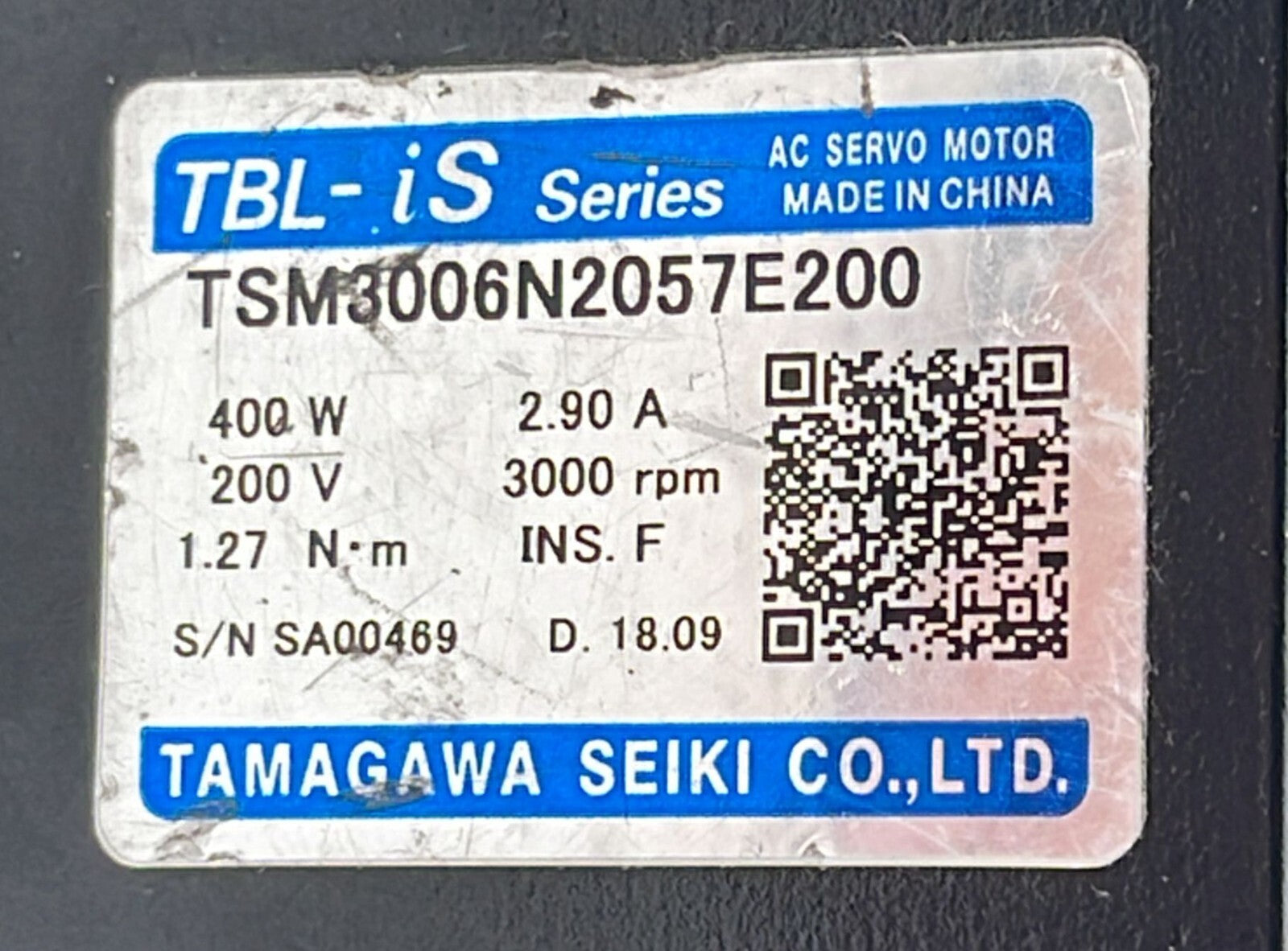 Tamagawa TBL-iS TSM3006N2057E200 AC Servo Motor 200V 2.9A