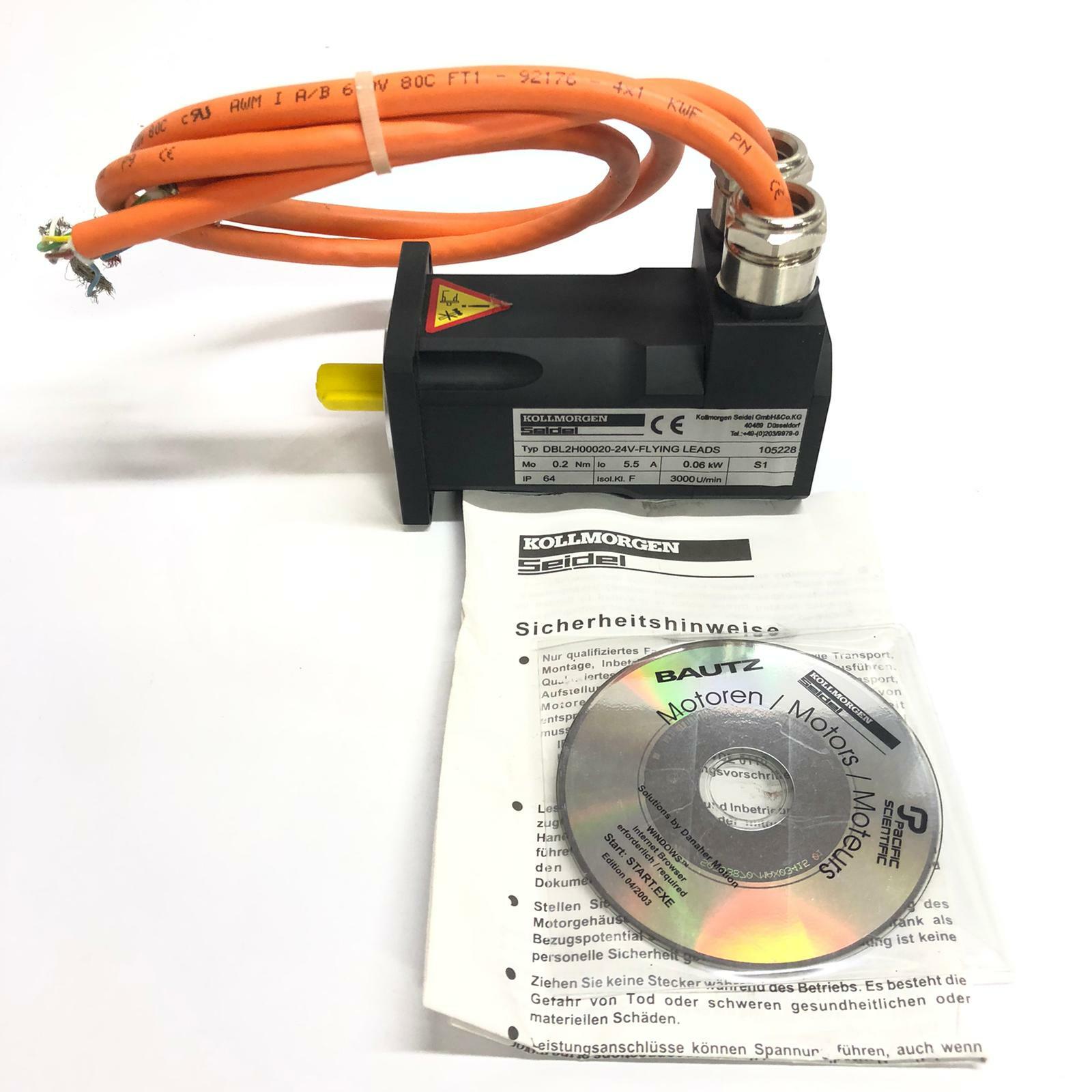 KOLLMORGEN SEIDEL AC SERVO MOTOR DBL2H00020-24V Flying Leads 5.5A 0.06kW