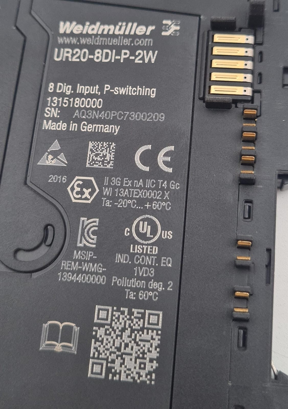 NEW - Weidmüller UUR20-8DI-P-2W 1315180000 u-remote Module 8DI-P P-switching