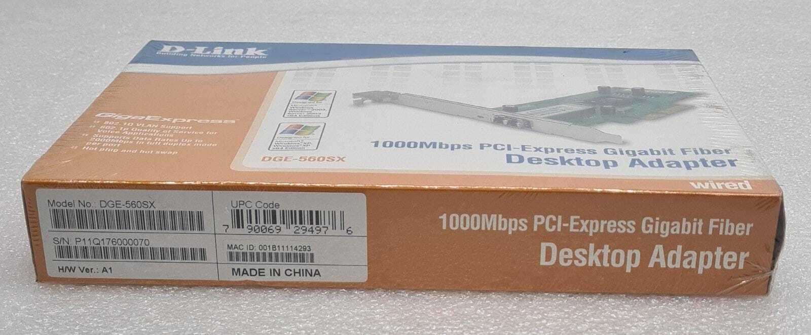 NEW SEALED - D-Link DGE-560SX 1000MBPS PCI‑Express Gigabit Fiber Desktop Adapter