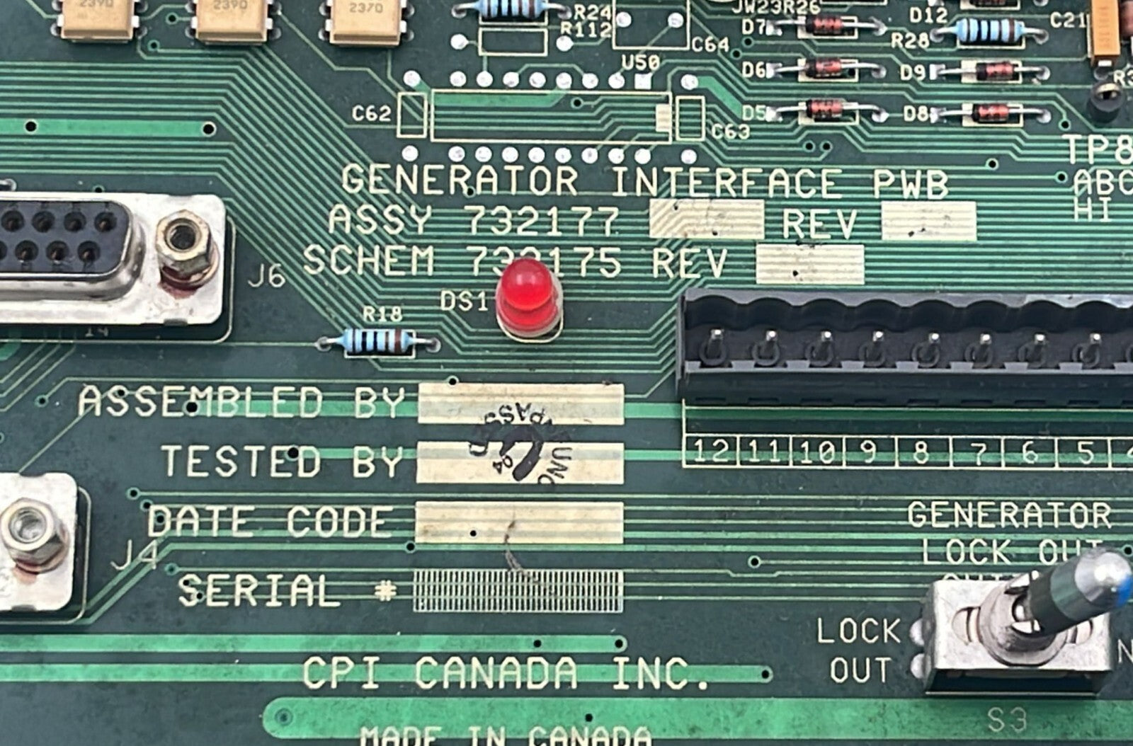 X-Ray Generator Interface INDICO CPI Board PWB 732177 SCHEM 732175 PWB 732176