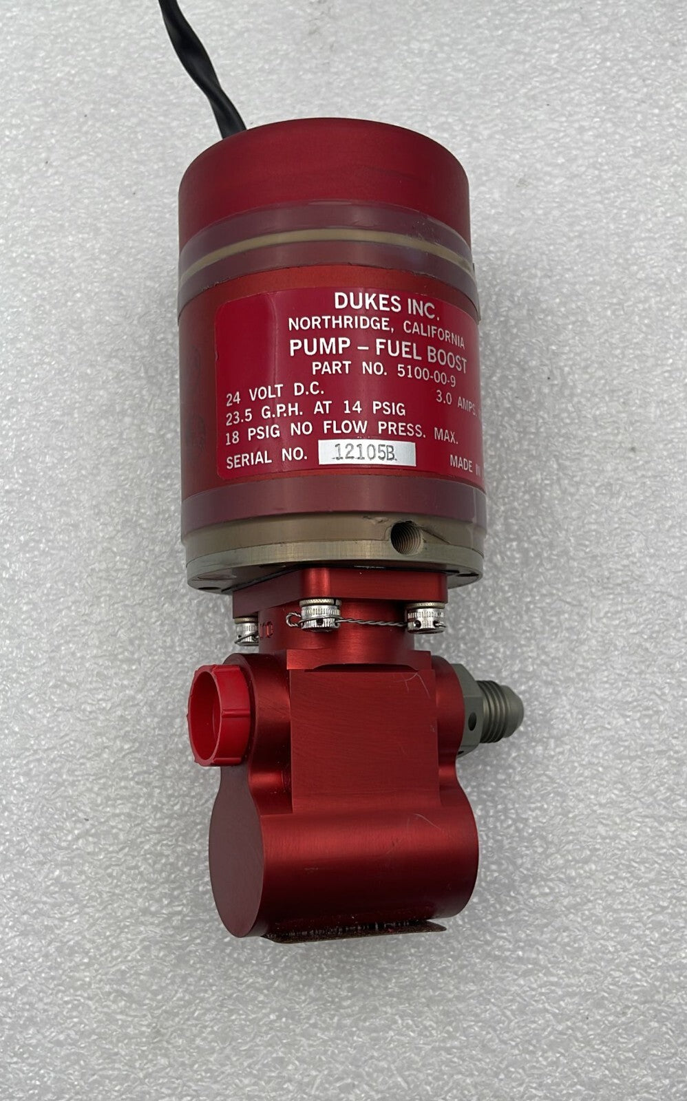 DUKES 5100-00-9 Pump Fuel Boost W/ Parker KT10 Solenoid Coil