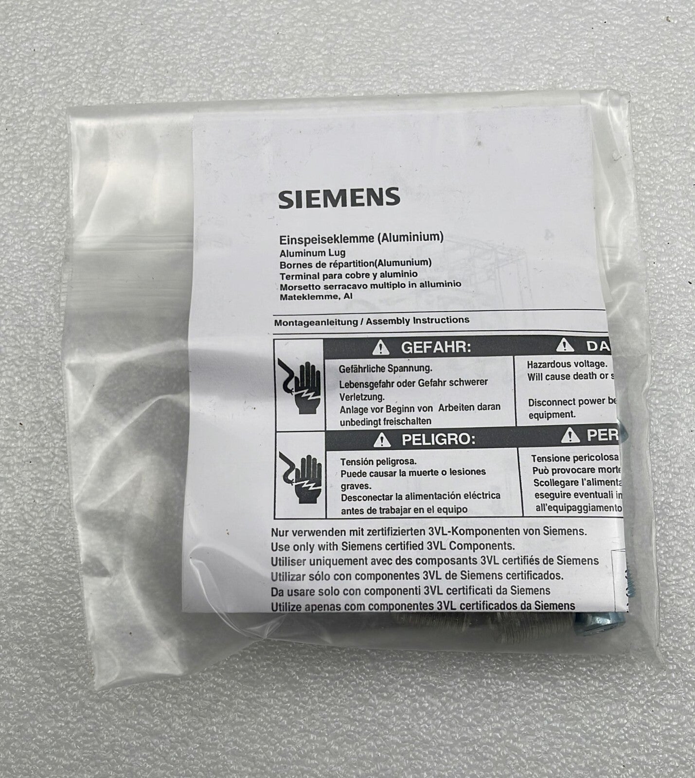 Siemens 3VL9500-4TG30 Cable Terminal Aluminum Lug Kit 3-in Pack