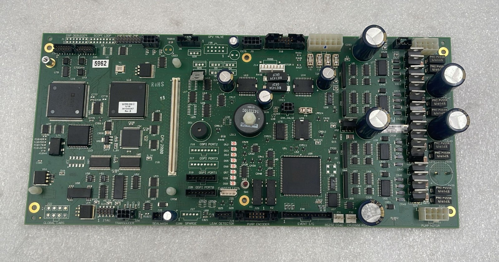 Waters Acquity pump control board component side view